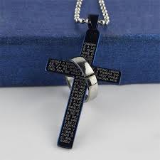 men stainless steel prayer cross ring
