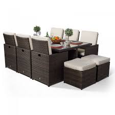 6 Seater Cube Dining Table Chairs Set