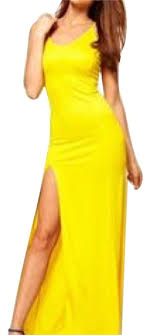 Asos Yellow Thigh High Split Long Casual Maxi Dress Size 6 S