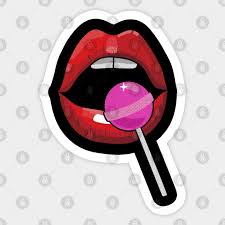 super y red lips lollipop pink black