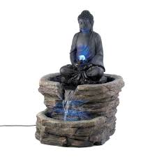 Zen Buddha Water Lighted Garden Patio