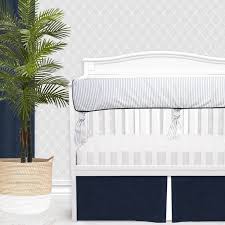 White Ticking Stripe Baby Crib Bedding