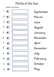 months of the year worksheet for grade 2