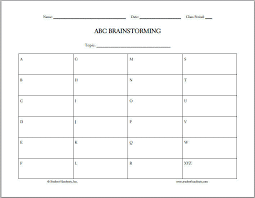 Abc Brainstorming Free Printable Worksheet Student Handouts