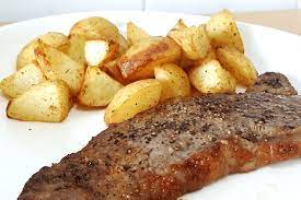 easy air fryer steak with roasted potatoes