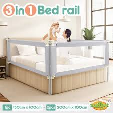 3pcs Kids Bed Rail Bedrail Queen Side