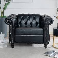 Mid Century Loveseat Faux Leather Sofa