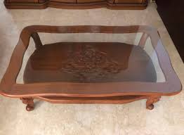 Glass Top Carved Center Table