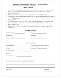 Referral Form Template Employee Referral Form Template Referral Form