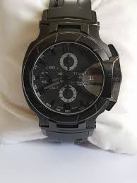 Stainless steel with black pvd coating. Tissot T Race Black Dial Chronograph Black Rubber Catawiki