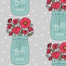 ball mason jar fabric wallpaper and