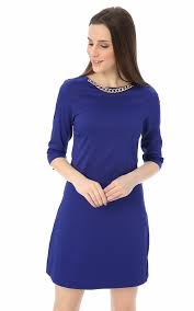 quarter sleeve dress royal blue