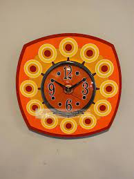 Large Laminate Wall Clock In Orange