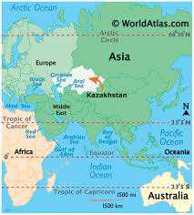Kazakhstan, officially the republic of kazakhstan, is a transcontinental country mainly located in central asia with a smaller portion west of the ural river in eastern europe. Kazakhstan Maps Facts World Atlas