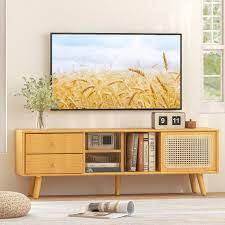 Bamboo Tv Stand For Tv Up To 65 Inch