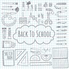 Doodle Drawing Back To School Template With School Supplies On