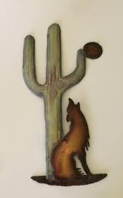 Copper Cactus Coyote Metal Wall Decor