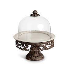 Glass Domed Cake Pedestal With Acanthus