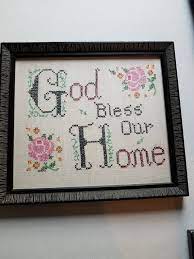 antique cross stitch bless our home