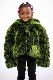 Kids Luxe 3d Faux Fur Jacket In Green