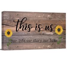Amazon.com: Canvas Wall Art Decor, Summer Farm This is Us Our Life Our  Story Our Home Sunflower Vintage Wooden Framed Paintings Print on Canvas  Artwork for Bedroom Living Room Home Office Decoration,
