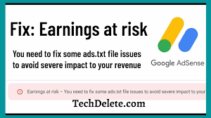 fix adsense error earnings at risk