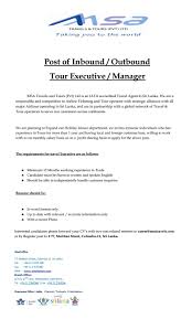 inbound outbound tour executive manager