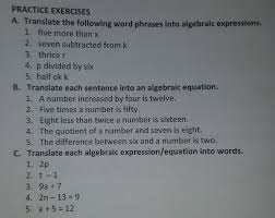 Word Phrases Into Algebraic Expressions