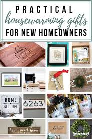 collage of unique housewarming gift ideas with a real estate closing gift frame map