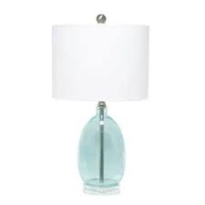 22 In Clear Blue Oval Glass Table Lamp