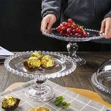 Clear Glass Fruit Serving Tray Stand