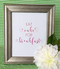 Eat Cake For Breakfast Quote Print Art