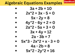 Algebraic Equations Definition Types