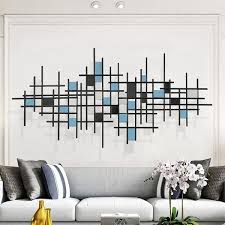 51 2 W Modern Luxury Style Blue Black Metal Wall Decor Home Art In Living Room