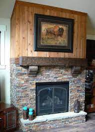 Rustic Timberwood Fireplace Shelf Corbels