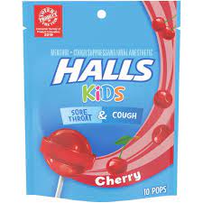 halls kids cherry cough and sore throat