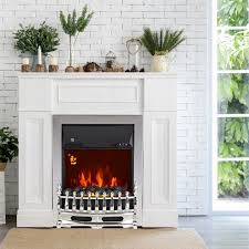 Electric Fireplace Led Flame Silver