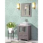 Ravenna 24 inch Bathroom Vanity in Grey with Single Basin Vanity Top in White Ceramic and Mirror VA3124G Vanity Art