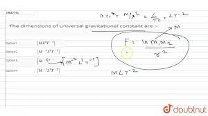 The dimensions of universal gravitational constant are :- - YouTube