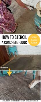 stencil concrete floors with chalk paint