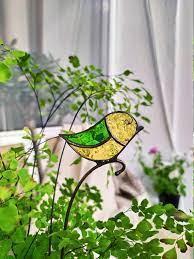 Stained Glass Bird Plant Stake Garden