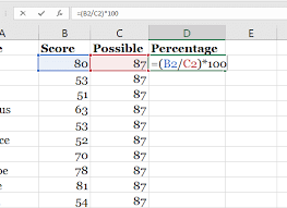 how to find percene formula in excel