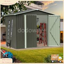 6x8 ft outdoor storage shed with rack