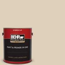 Behr Premium Plus 1 Gal Bwc 26 Stucco Tan Flat Exterior Paint And Primer In One
