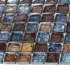 Blue Mixed Brown Glass Mosaic Tile B133