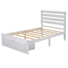 anbazar white wood twin bed with drawer