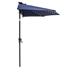 Solar Tilt Half Patio Umbrella With