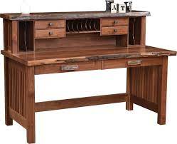 A superb vintage desk made of solid live edge slab on four hair pin legs. Breman Live Edge Writing Desk Countryside Amish Furniture