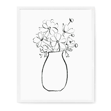 For boys and girls, kids and adults, teenagers and toddlers, preschoolers and older kids at school. Floral Line Drawings Cosmos Print