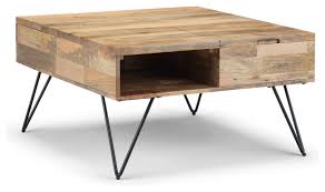Hunter Solid Mango Wood Lift Top Square Coffee Table Natural Industrial Coffee Tables By Simpli Home Ltd